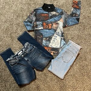 BNWT Beautiful SM patchwork style top. Looks great with dark or light jeans